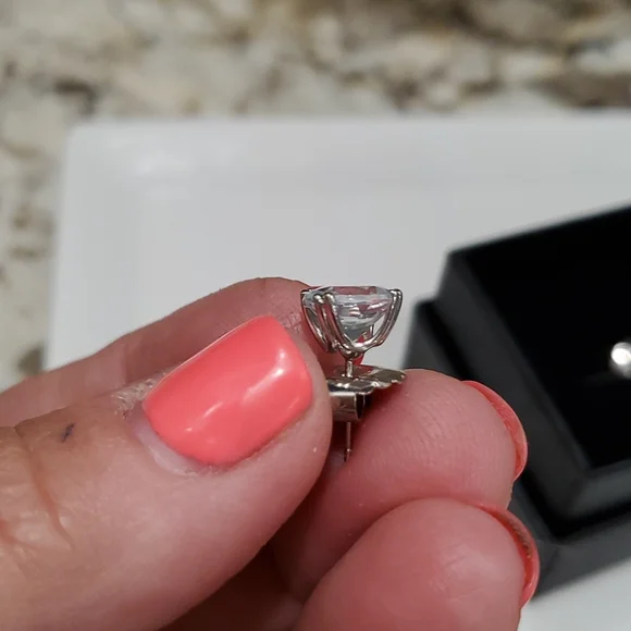 Aquamarine 14k white gold studs From Macy's - Picture 3 of 10